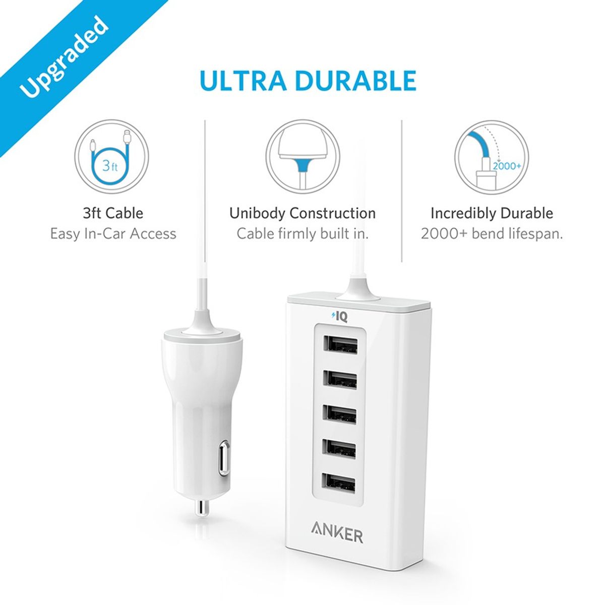 ANKER - Cargador Auto Multiple 5 USB 50W Anker