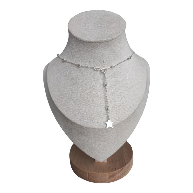 GENERICO - collar largo con colgante de estrella de plata s925