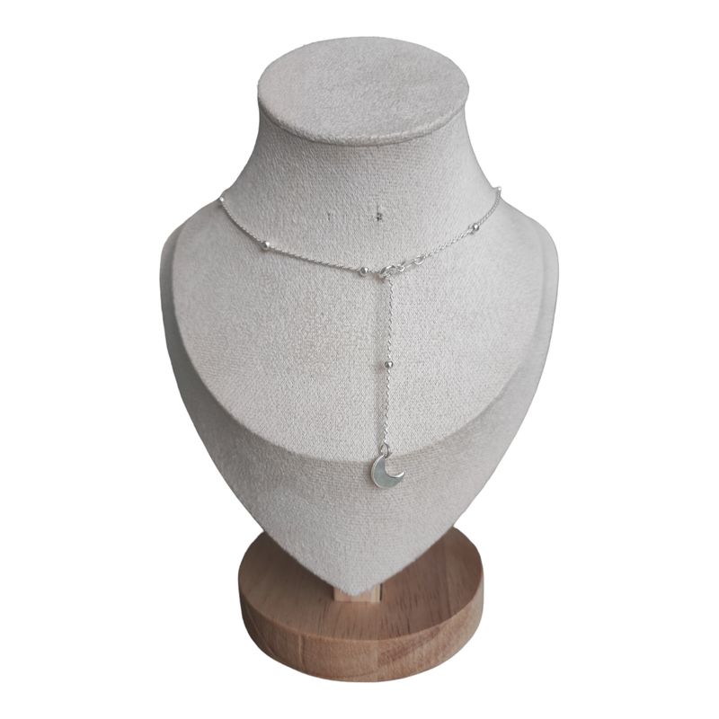 GENERICO - collar largo media luna de plata 925