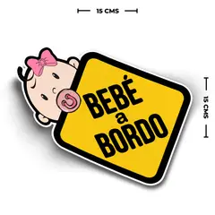 GENERICO - Sticker Letrero Bebe A Bordo Niña Vinil Adhesivo Auto 15cm