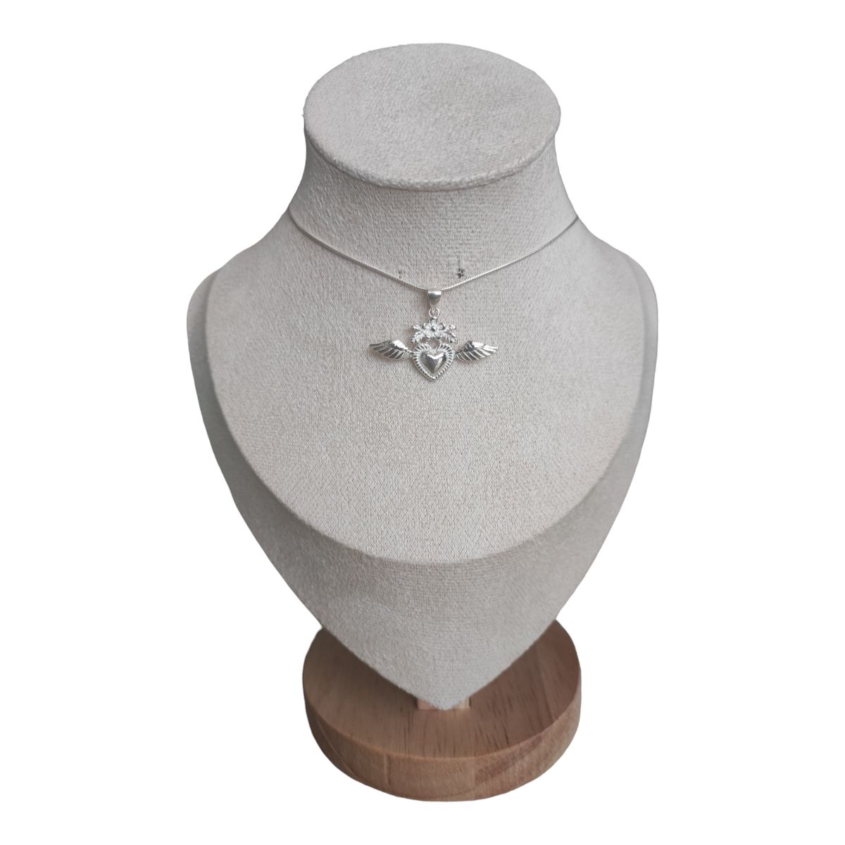 GENERICO - collar corazón detente con alas de plata s925