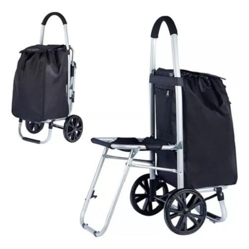 GENERICO - Carrito De Compras Plegable Con Silla Feria, Supermercado 329015