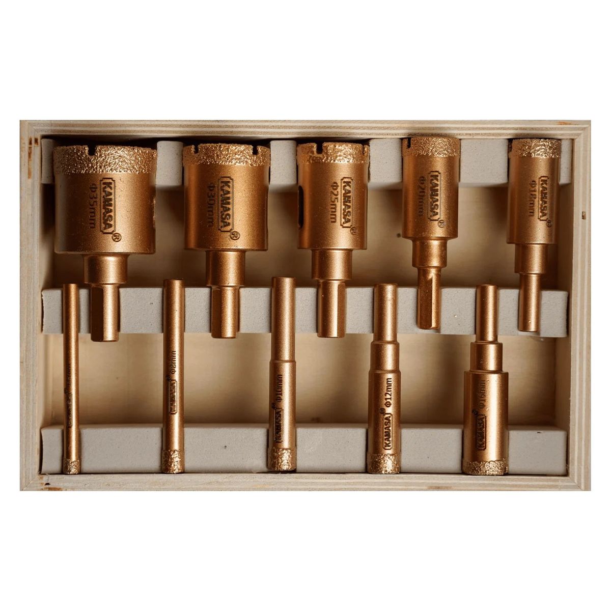 KAMASA - Set Brocas Copa Diamante Para Cerámicos - Mármol -10 Piezas