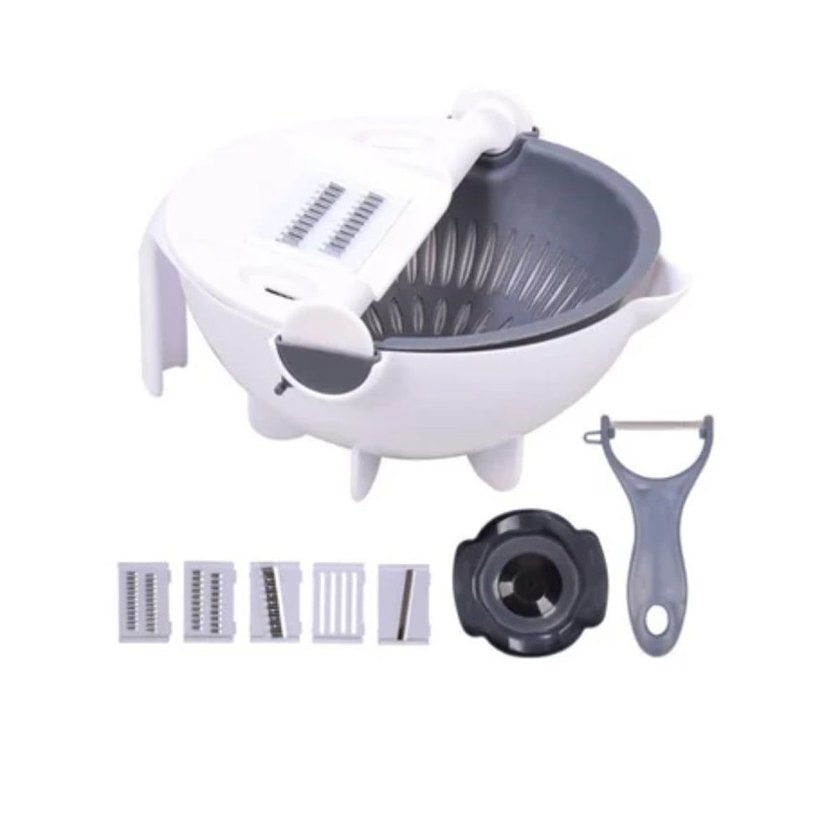 GENERICO - Bowl Rallador Colador Verdura Cortador Rebanador Escurridor White