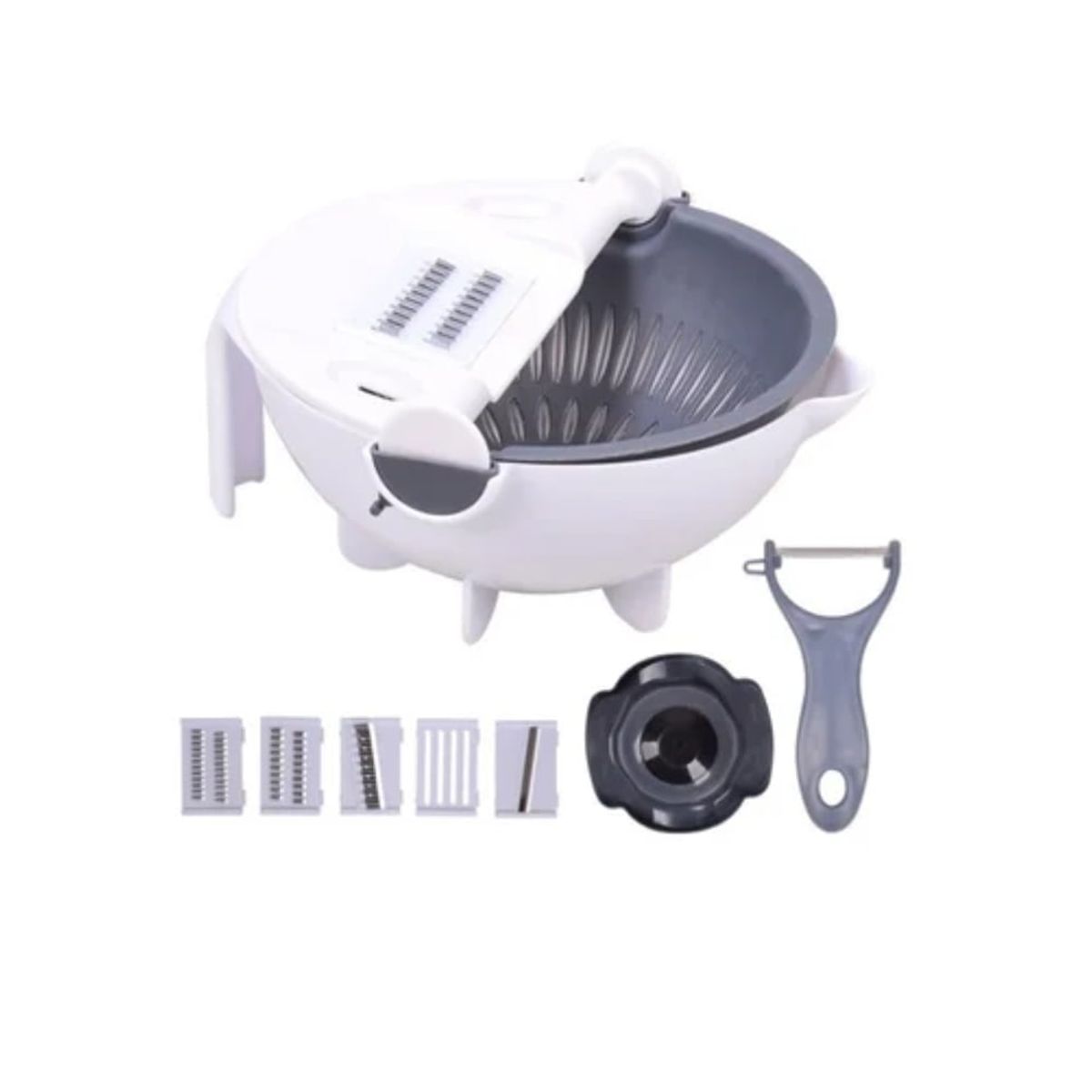 GENERICO - Bowl Rallador Colador Verdura Cortador Rebanador Escurridor White