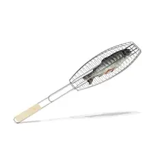 GENERICO - Grill Para Pescado Cocción Cocina Asado Parrilla Bbq Rejilla Acero