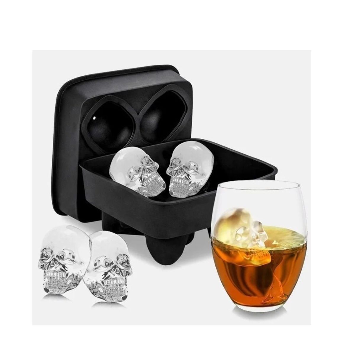 GENERICO - Cubeta De Hielo Silicona Calavera Black