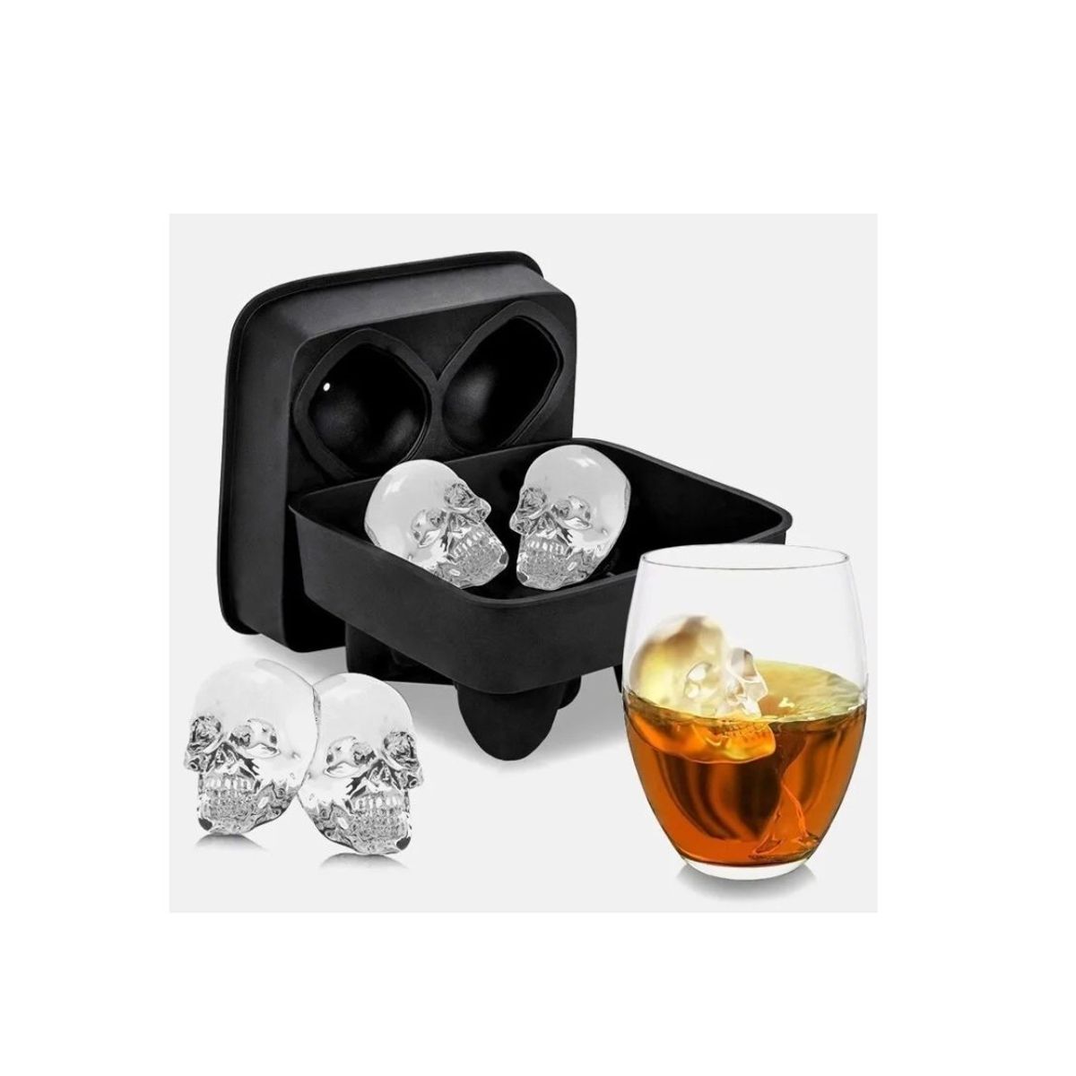 GENERICO - Cubeta De Hielo Silicona Calavera Black
