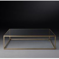 Mesa De Centro Cubo Dorado Vidrio - Viatto