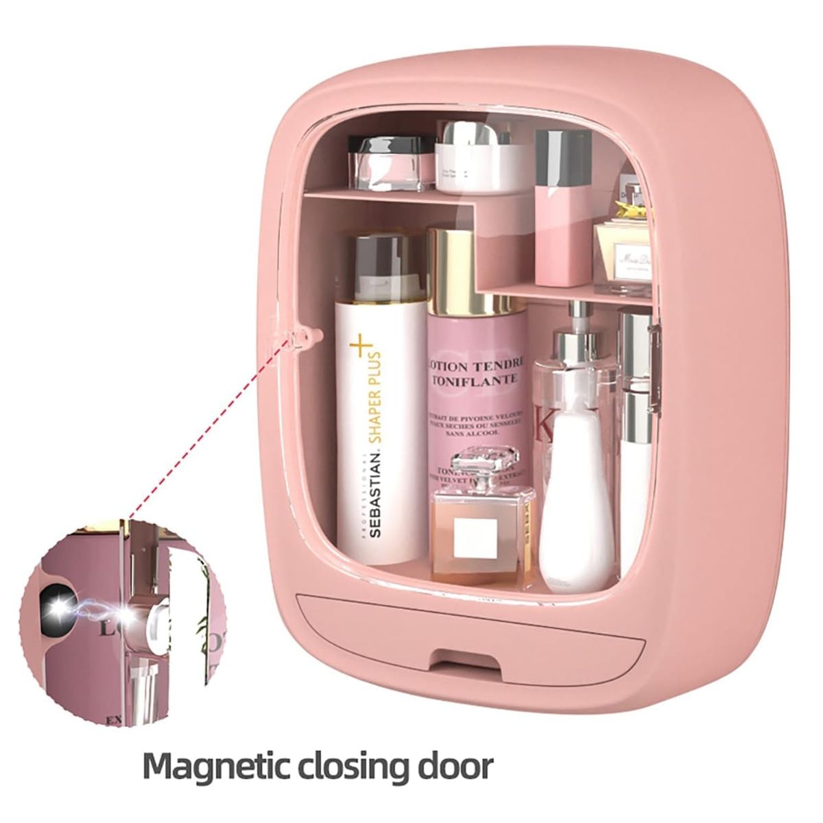 GENERICO - Cosmetiquero Caja Organizador De Cosméticos Rosado