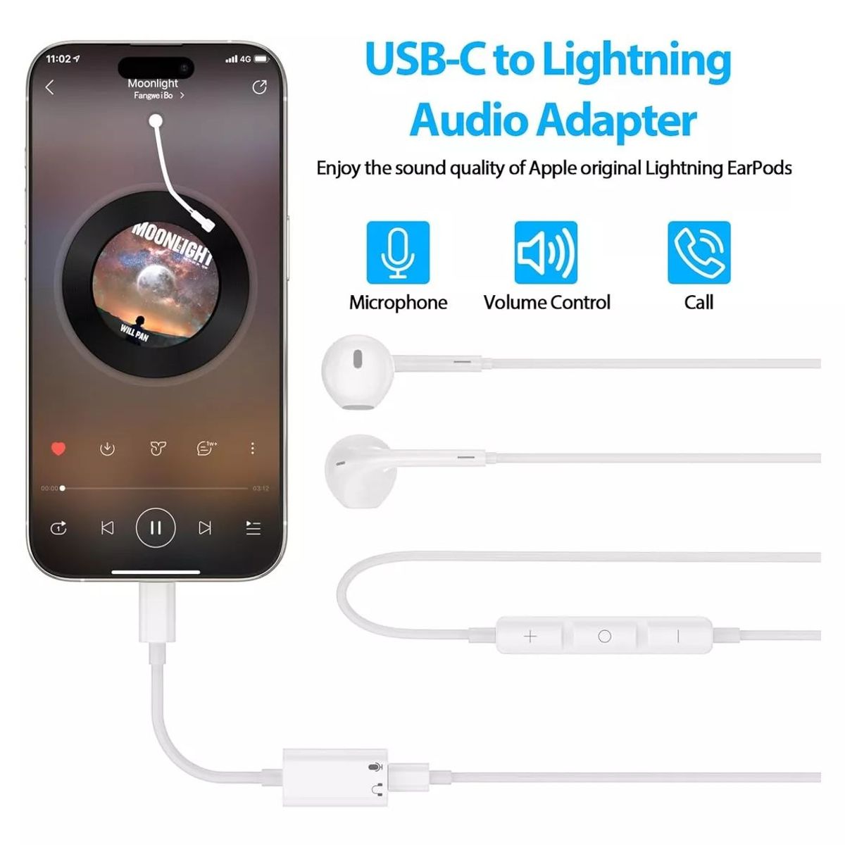 KUANGYE - Adaptador Usb C A Lightning Para Audífonos, Ipad, Iphone 15 Kuangye