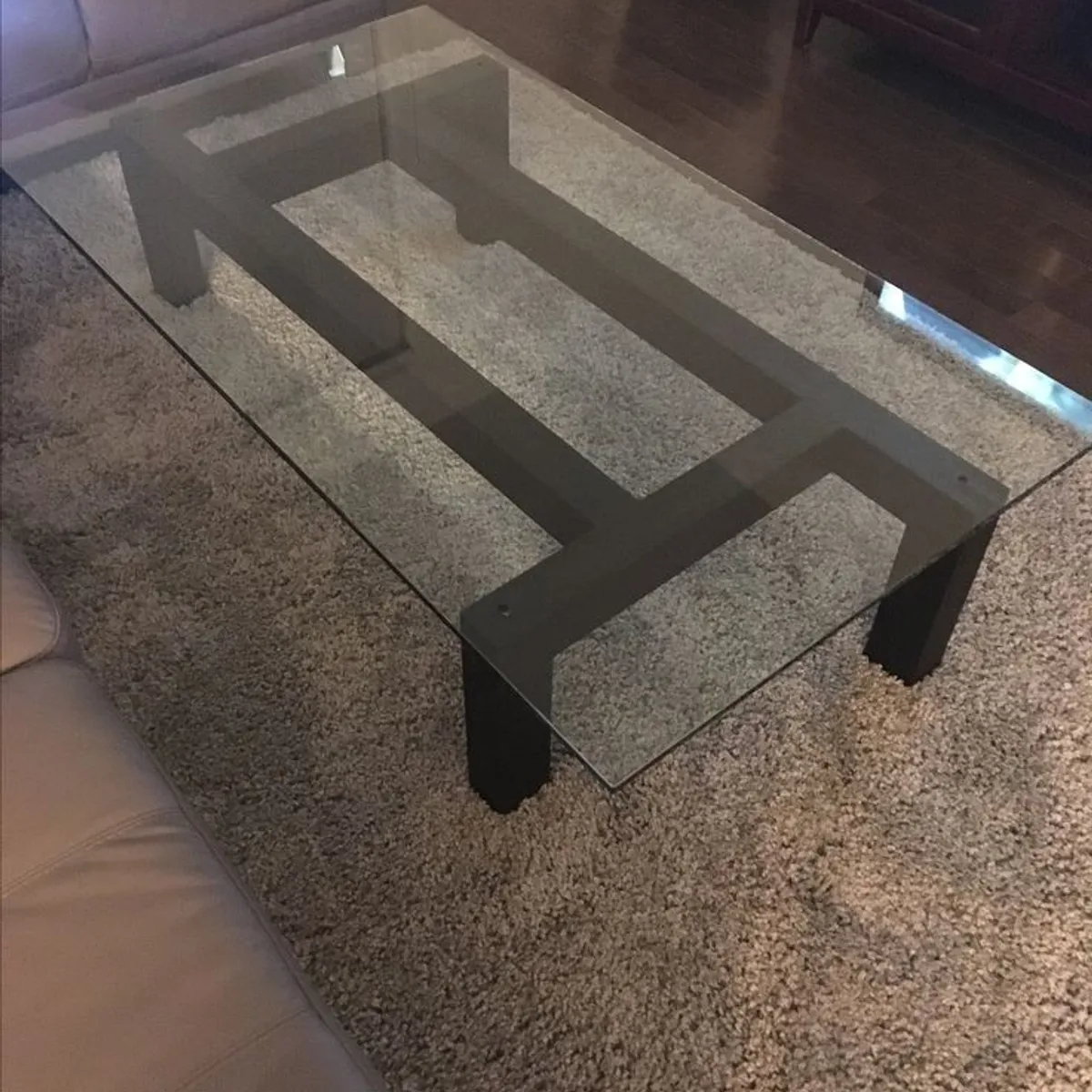 GENERICO - Mesa de Centro Vidrio Rectangular Negra 100x60 cm- Viatto