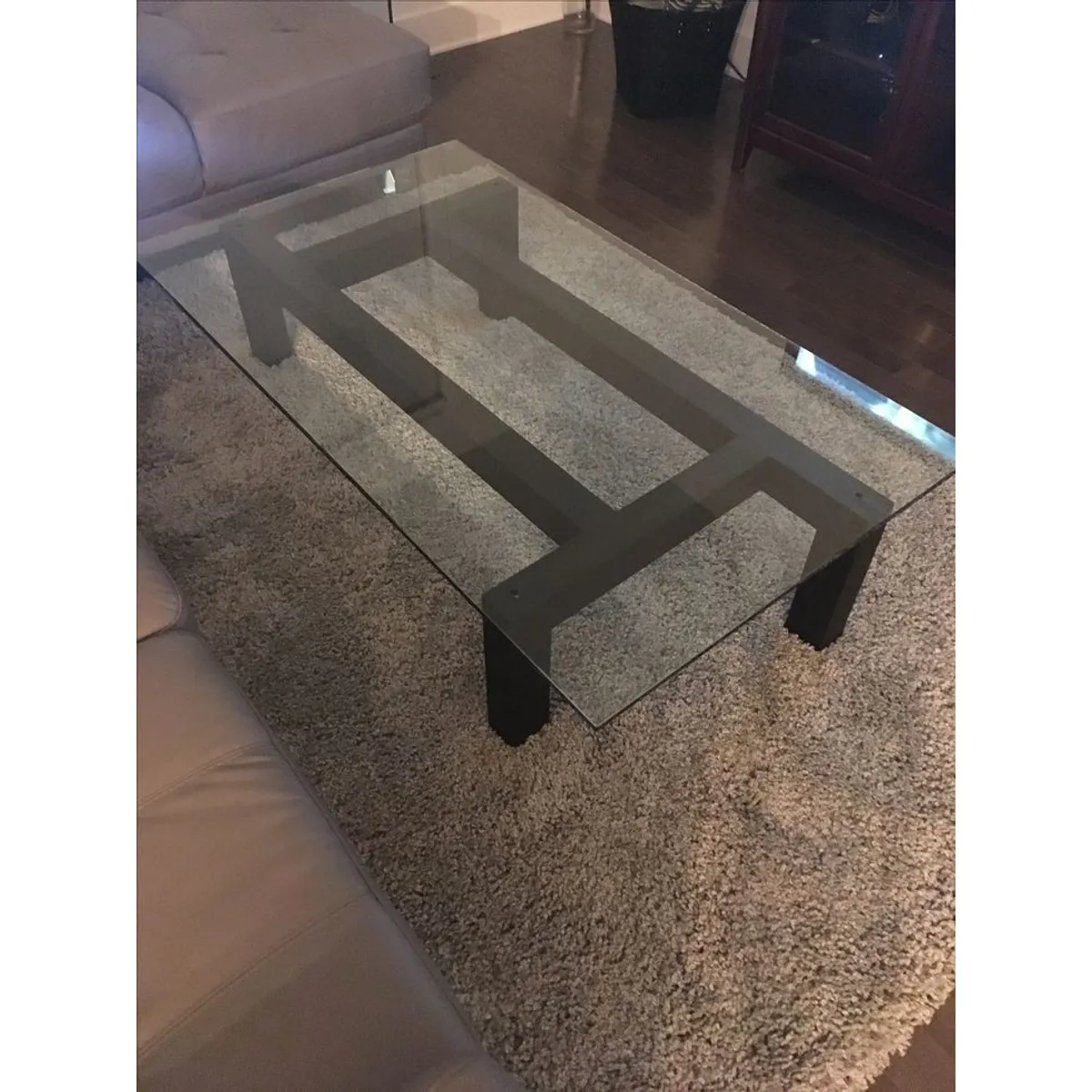 GENERICO - Mesa de Centro Vidrio Rectangular Negra 100x60 cm- Viatto