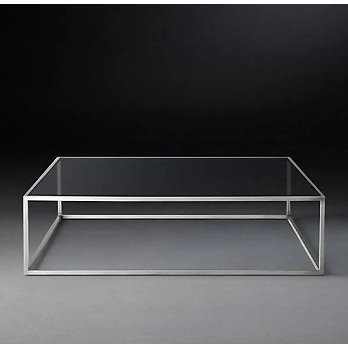 GENERICO - Mesa de centro rectangular 100x60 cm vidrio plata mercurio - Viatto