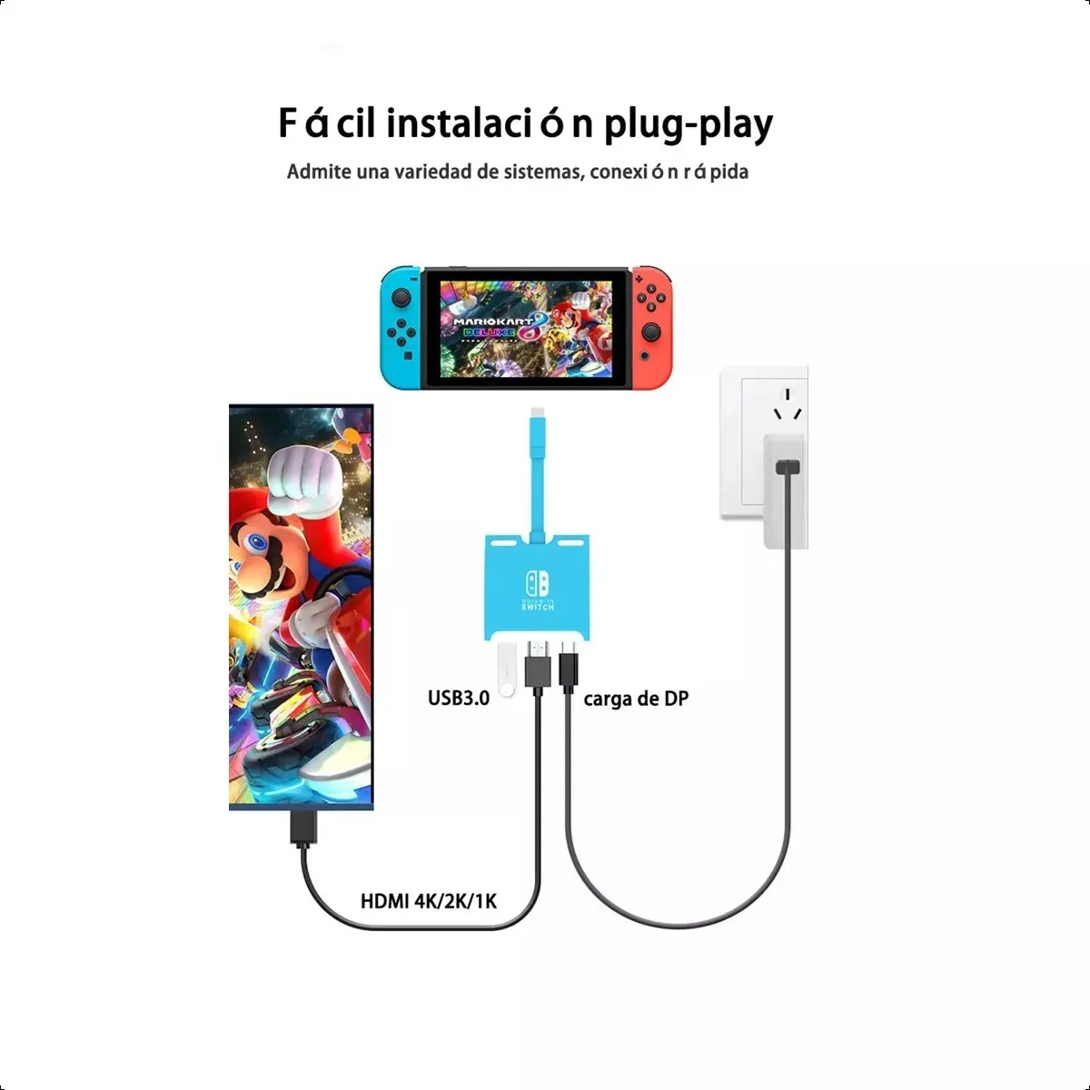 GENERICO - Mini Dock Para Nintendo Switch / Oled Tv 4k Hdmi, Usb 3.0