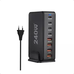 GENERICO - Multi Cargador Vertical 240w Notebook Usb A Y C 4 Usb + 4 C