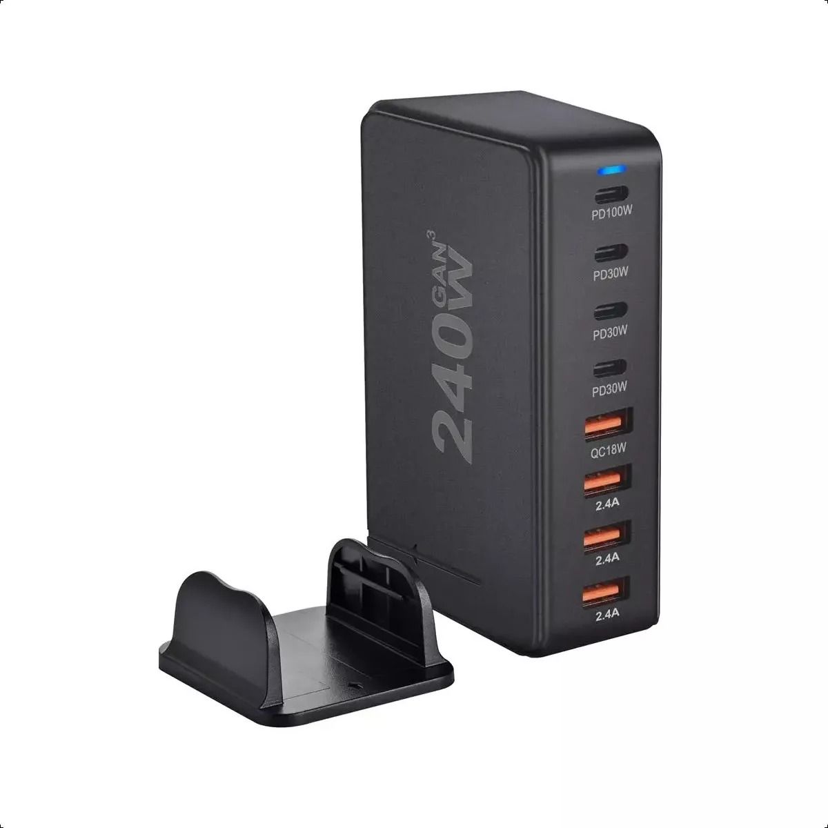 GENERICO - Multi Cargador Vertical 240w Notebook Usb A Y C 4 Usb + 4 C