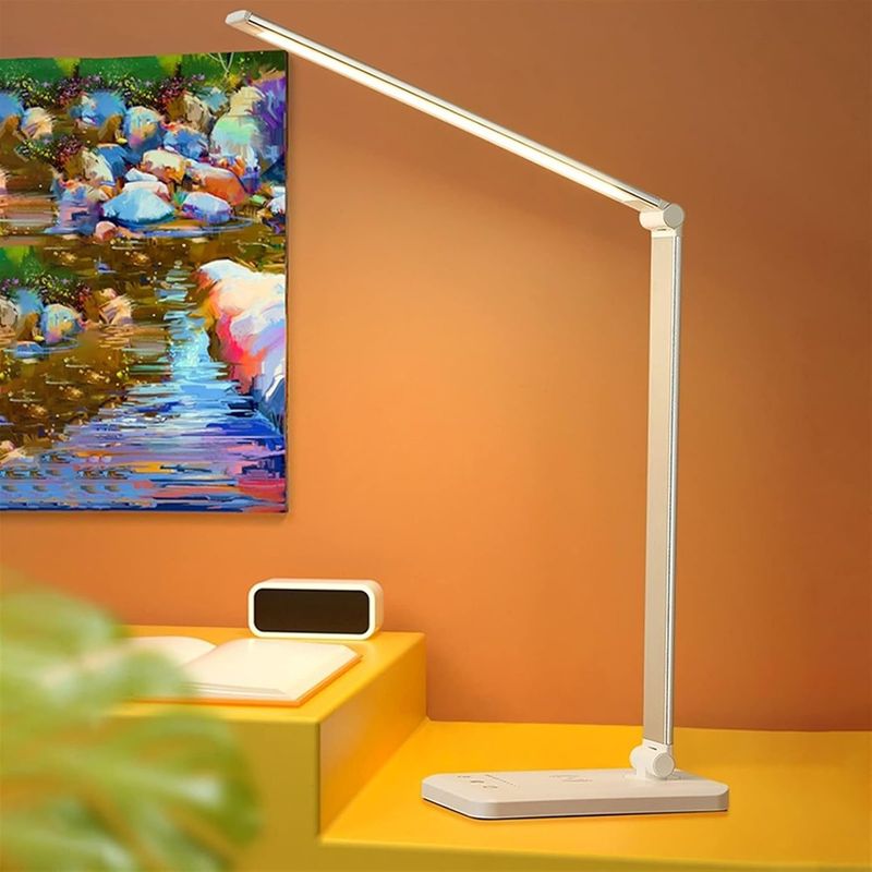 CASTLEN - Lámpara Escritorio Recargable y Atenuación de 5 Niveles-Plata LED