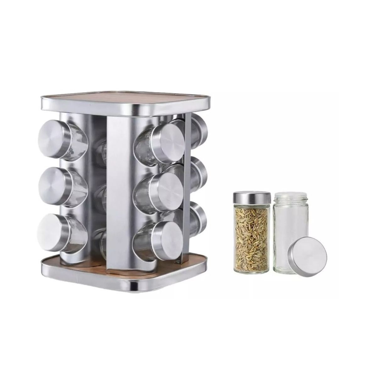 GENERICO - Condimenteros Especieros Metalico Giratorio 12 Frascos White