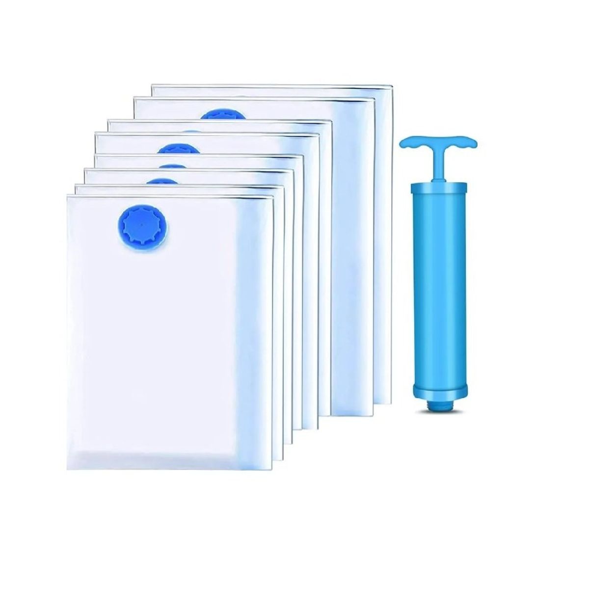 GENERICO - Set 8 Unidad Bolsas Organizadoras Al Vacio Con Bomba Manual