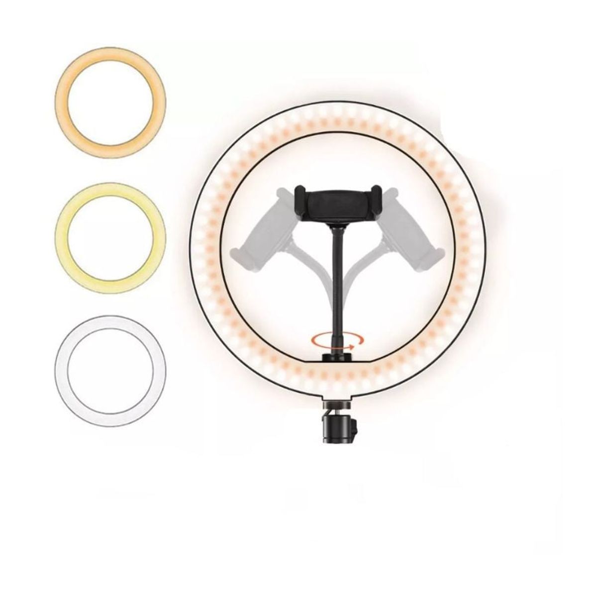 GENERICO - Aro De Luz Led Tricolor 36cm Iluminación Fotos Y Video