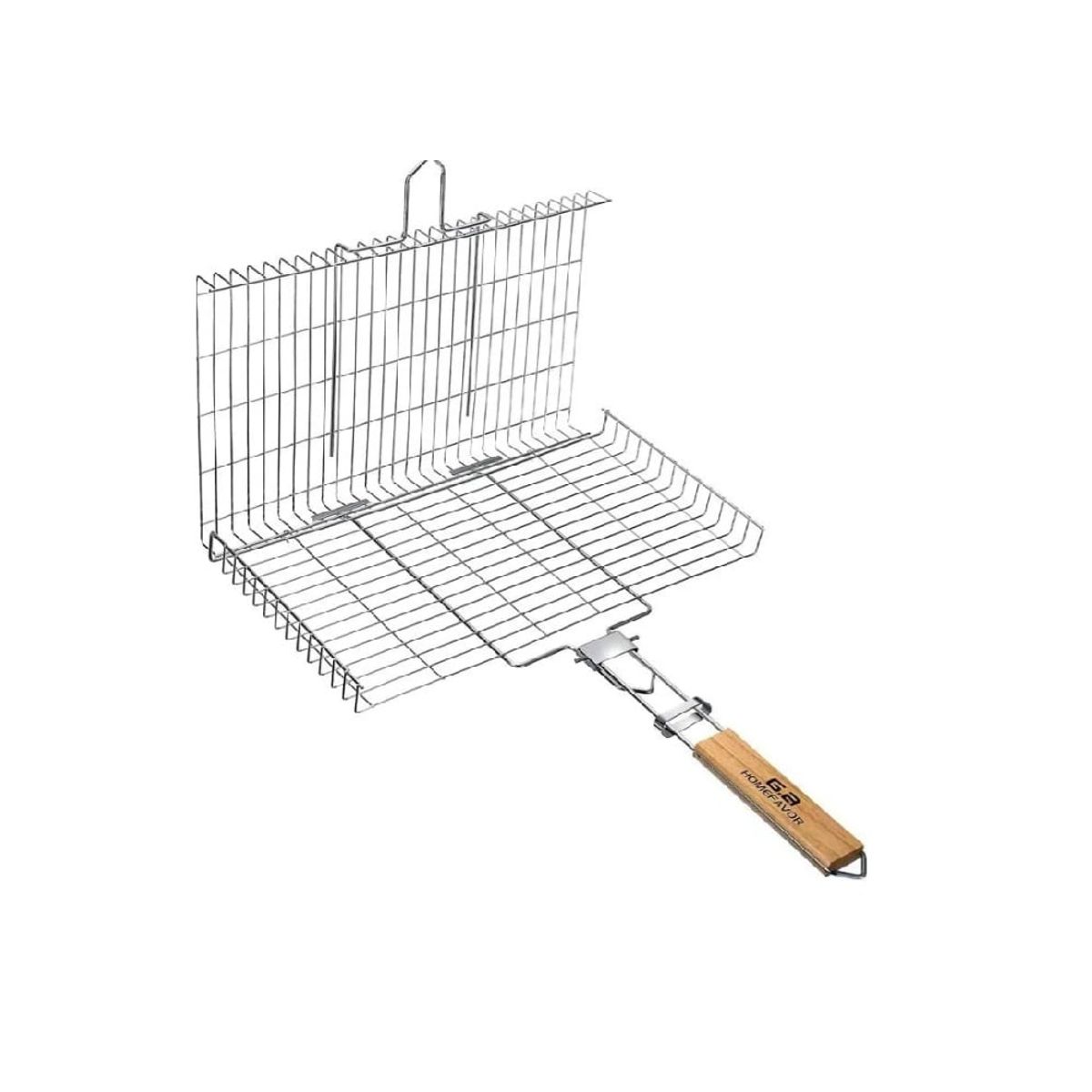 GENERICO - Parrilla Rejilla Doble Barbacoa Asados Pescados Verduras Acero