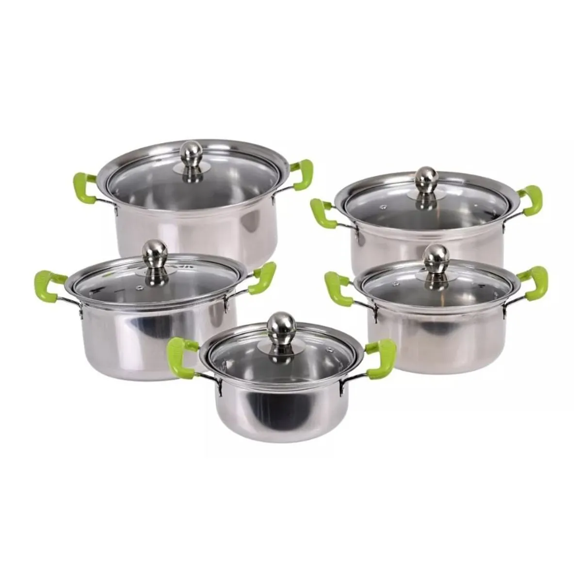GENERICO - Juego Set De 5 Ollas Cacerolas Con Tapa Acero Inoxidable