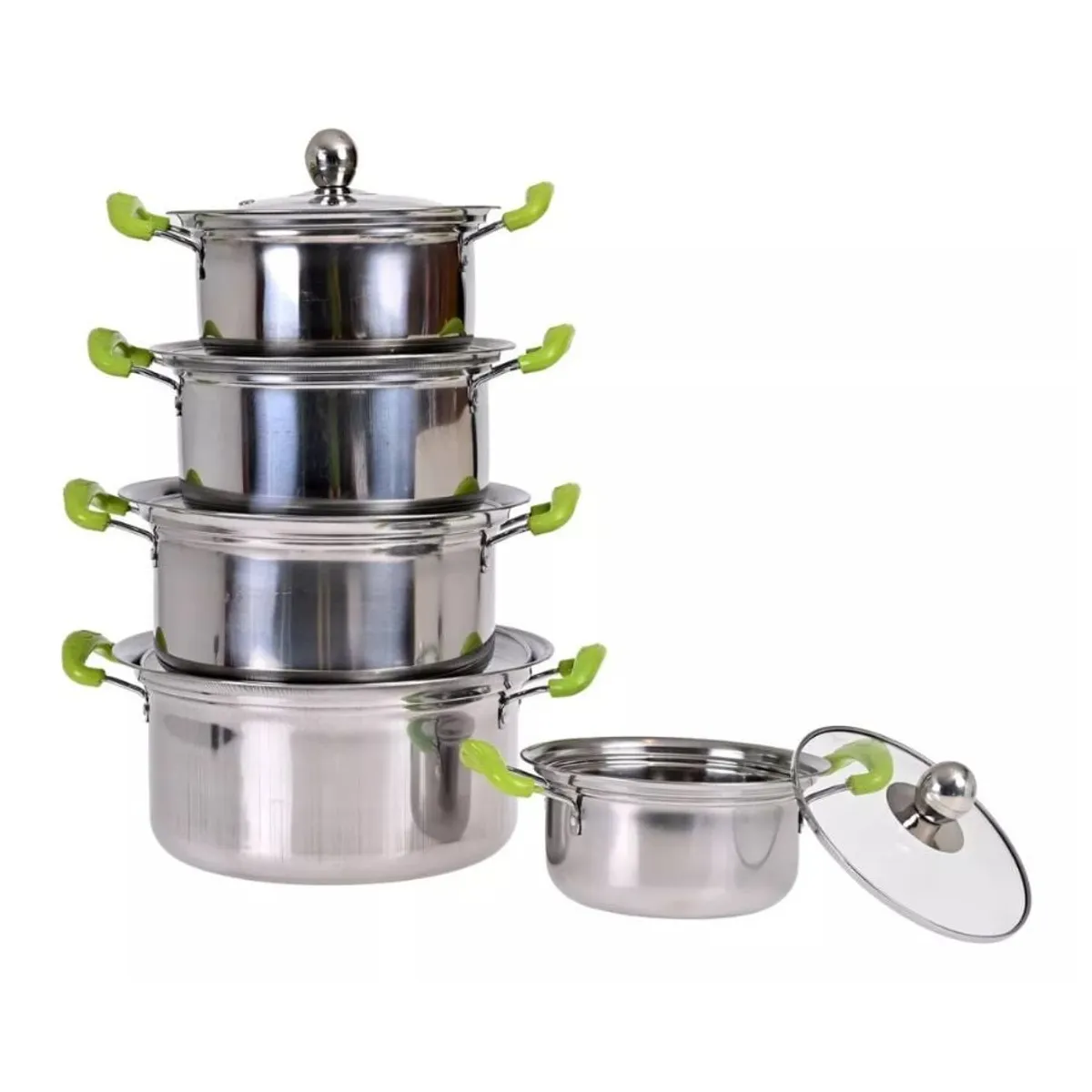 GENERICO - Juego Set De 5 Ollas Cacerolas Con Tapa Acero Inoxidable