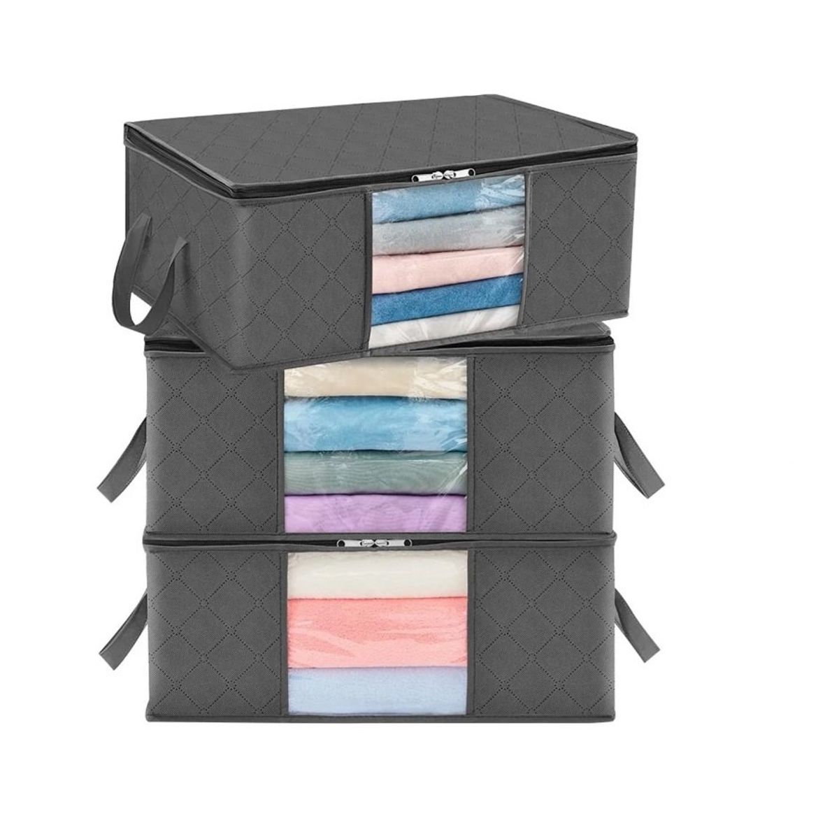 GENERICO - Bolsas Organizador Ropa  Set 3 Unids Almacenamiento Gris