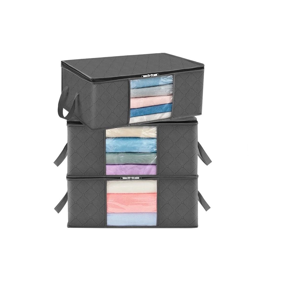 GENERICO - Bolsas Organizador Ropa  Set 3 Unids Almacenamiento Gris