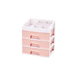 GENERICO - Organizador De Cosmeticos Maquillajes 3 Cajones Pink