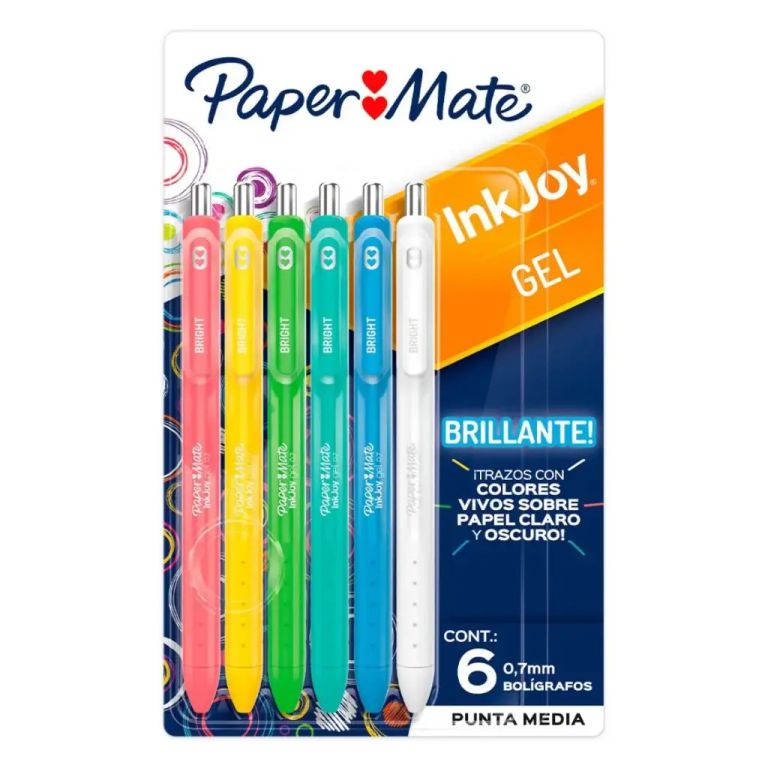 Set 6 Lapices Gel Inkjoy Retractil 0.7mm