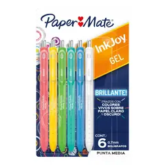 PAPER MATE - Set 6 Bolígrafos Inkjoy de Gel Colores Brillantes
