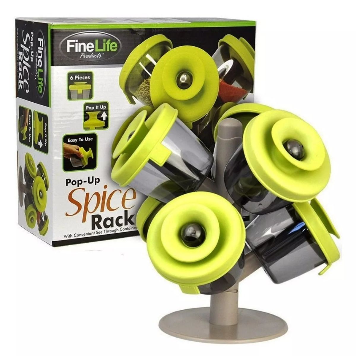 GENERICO - Organizador Especiero 6 Piezas Con Tapas Condimentero