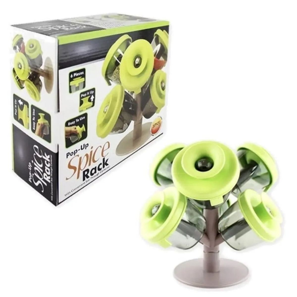 GENERICO - Organizador Especiero 6 Piezas Con Tapas Condimentero