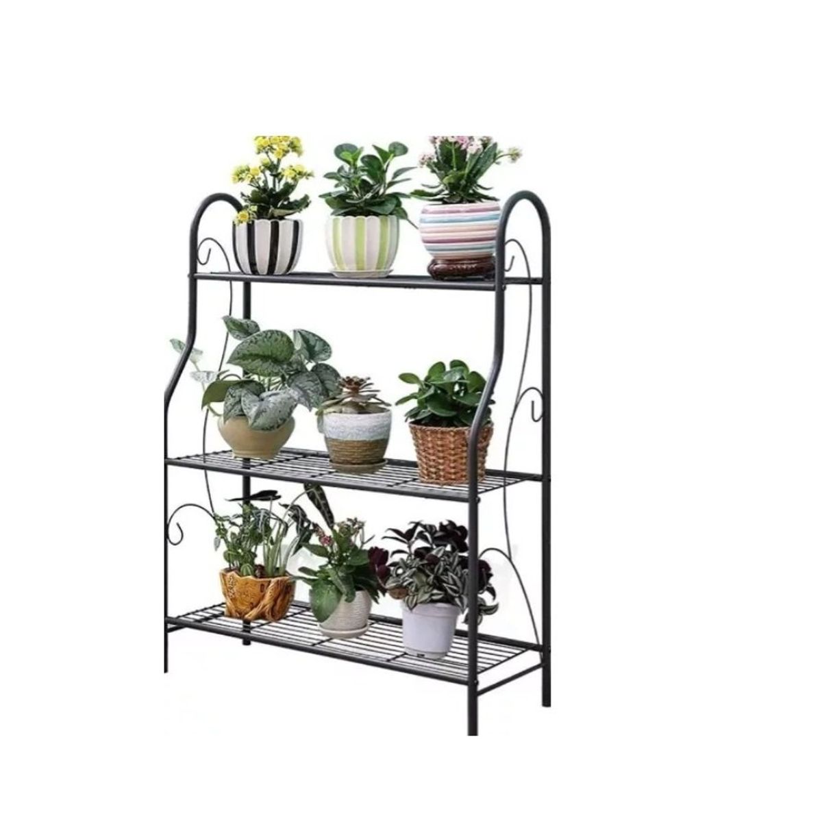 GENERICO - Exhibición Porta Macetero Zapatatero Con 3 Repisas Black