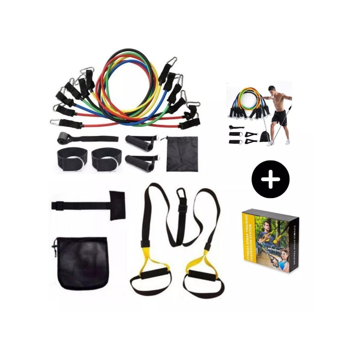 GENERICO - Pack Bandas Resistencia 150 Lbs + Kit Bandas Suspension