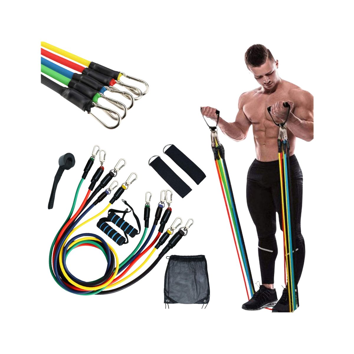 GENERICO - Pack Bandas Resistencia 150 Lbs + Kit Bandas Suspension
