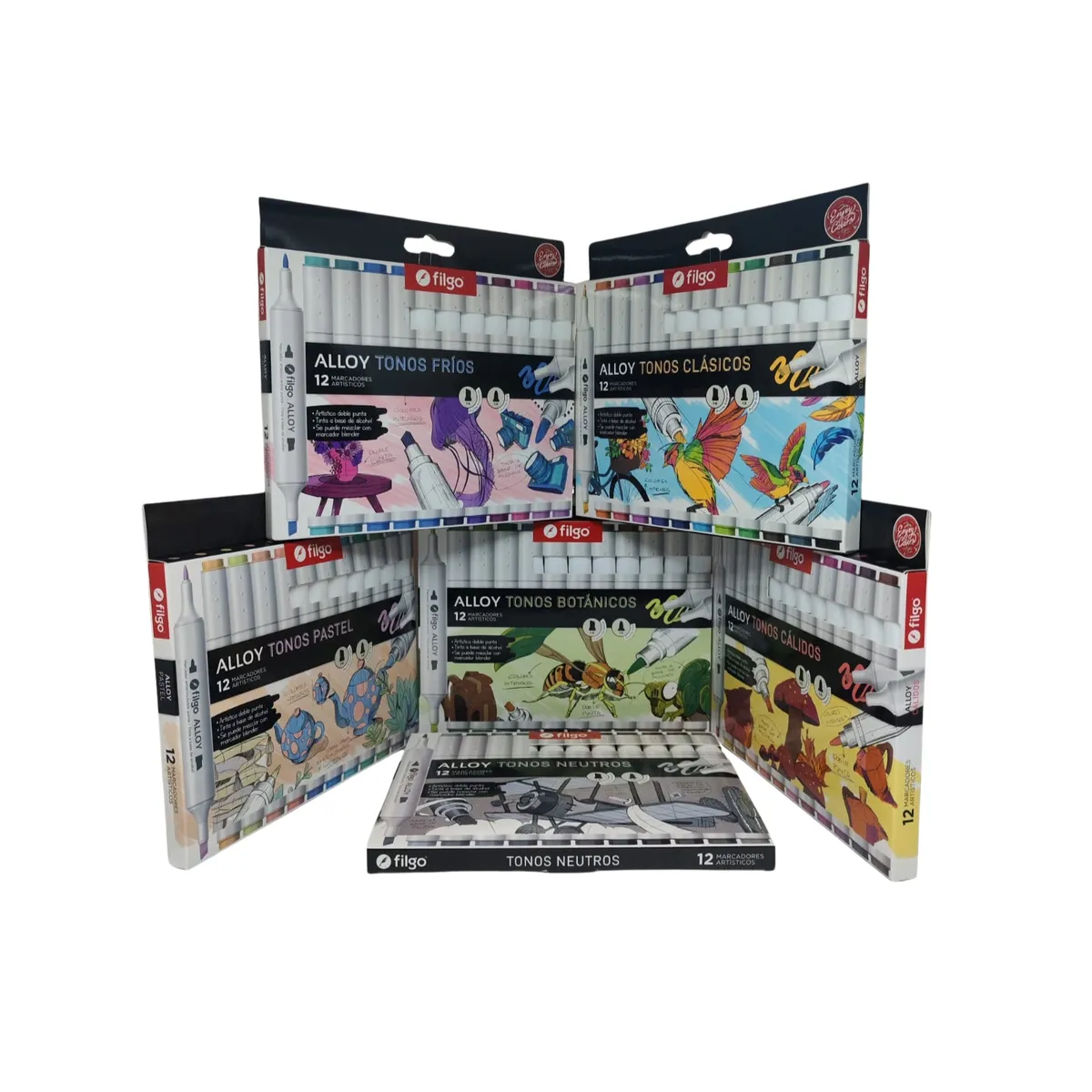 FILGO - Marcadores Artísticos Alloy 12 Tonos Set De 6 Tonalidades.