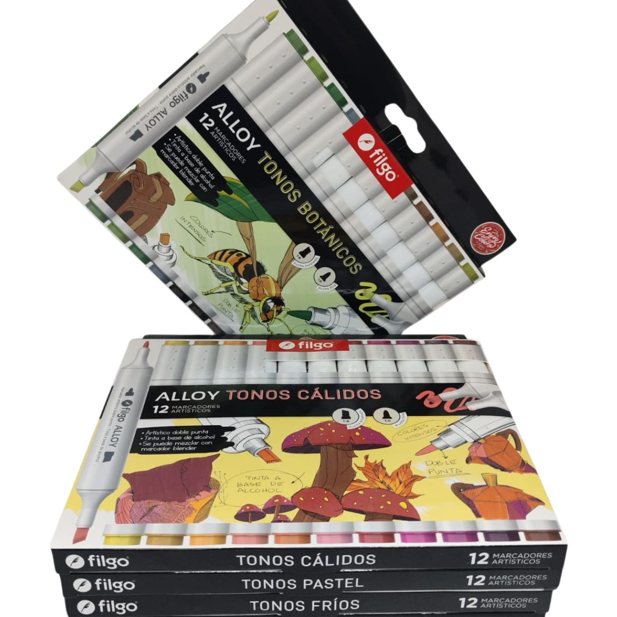 FILGO - Marcadores Artísticos Alloy 12 Tonos Set De 6 Tonalidades.