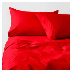 GENERICO - Sábanas 3000 Hilos 2.0 plazas Diseño Americano Rojo