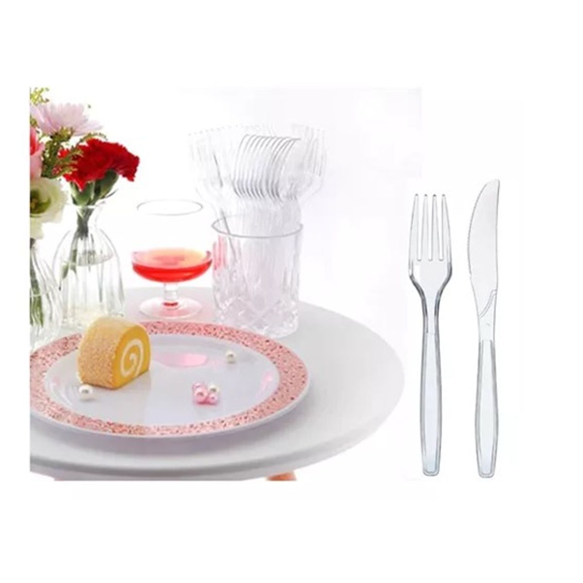 VISUALHEX LIMITADA - Set 24 Servicios Plástico Desechable Para Cumpleaños Fiestas