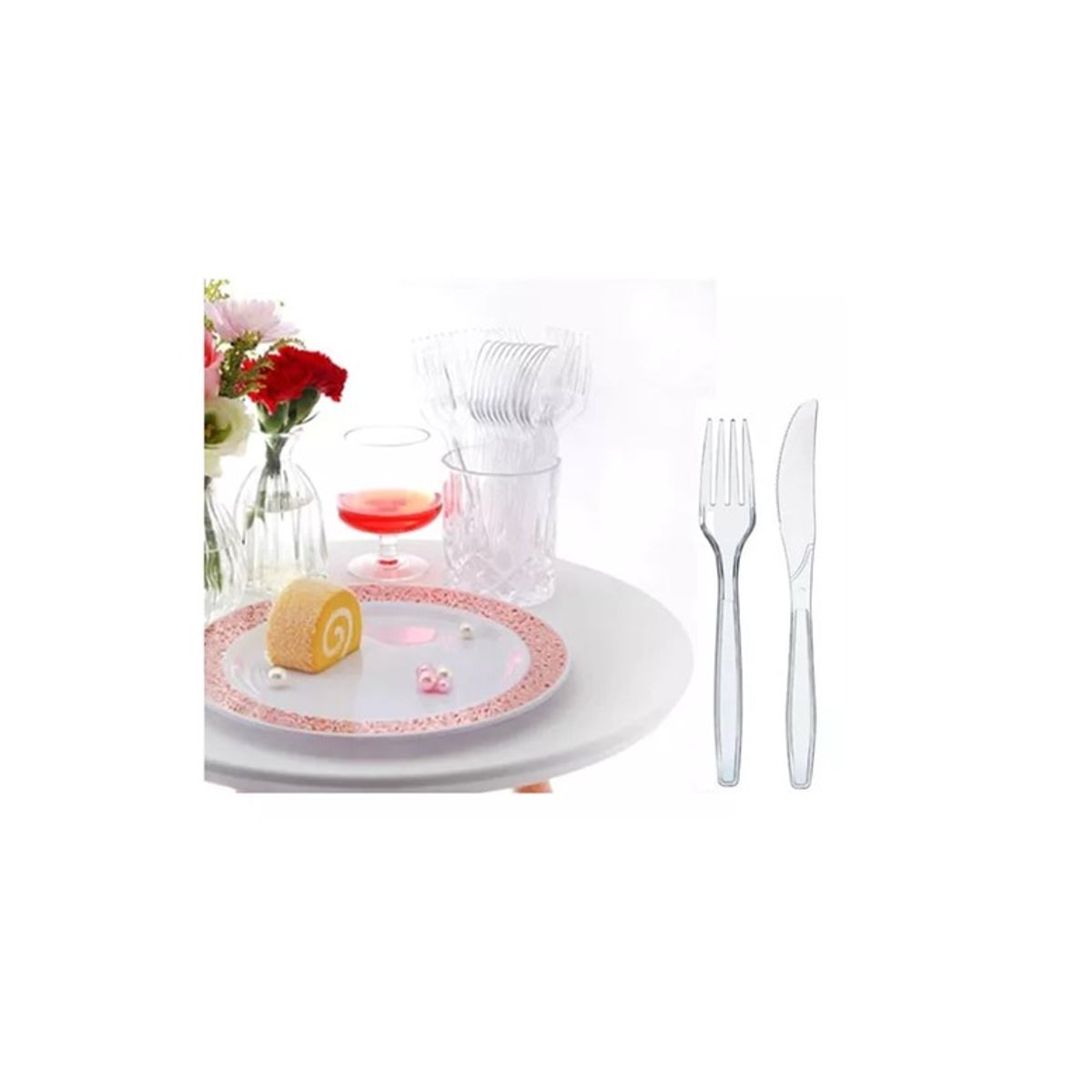 VISUALHEX LIMITADA - Set 24 Servicios Plástico Desechable Para Cumpleaños Fiestas