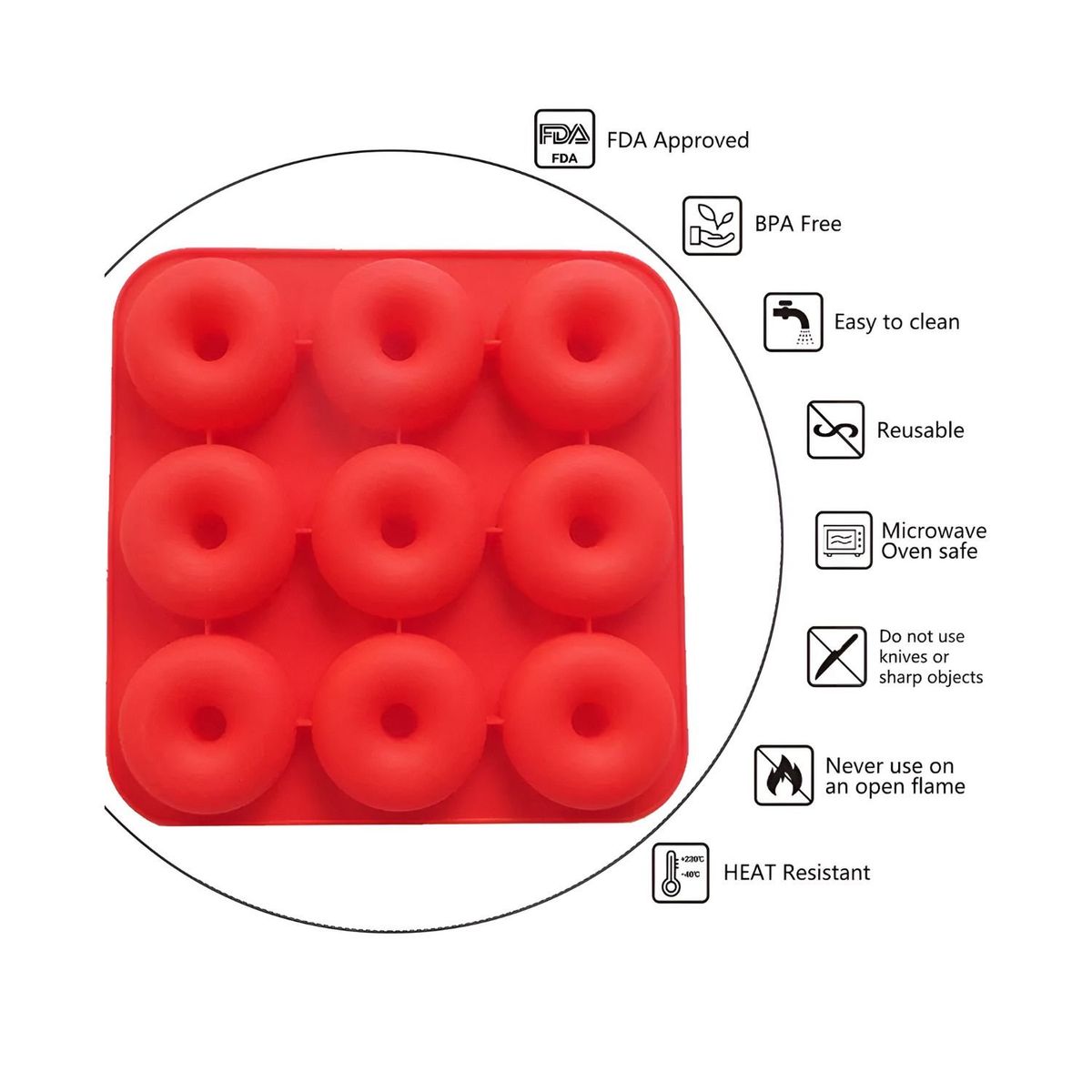 GENERICO - Moldes Silicona Donas Moldes De Silicona Donut Molde Dona Rojo