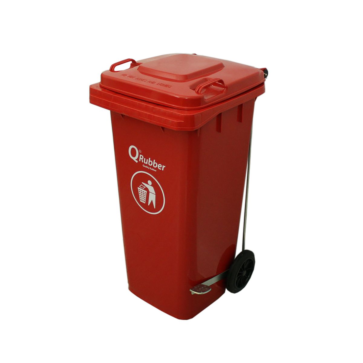 QRUBBER - Basurero Contenedor Basura 120 lts. con pedal rojo QRubber