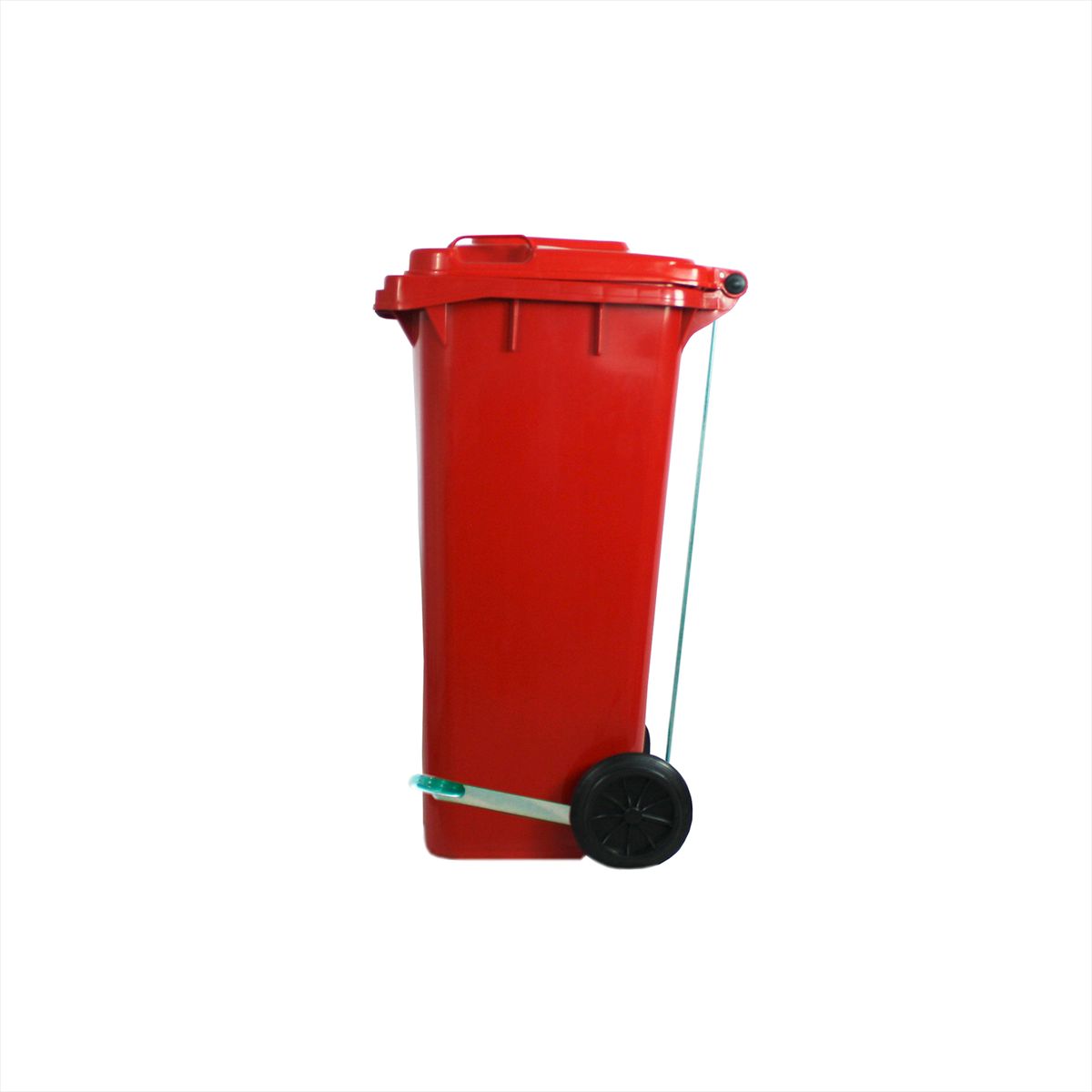QRUBBER - Basurero Contenedor Basura 120 lts. con pedal rojo QRubber