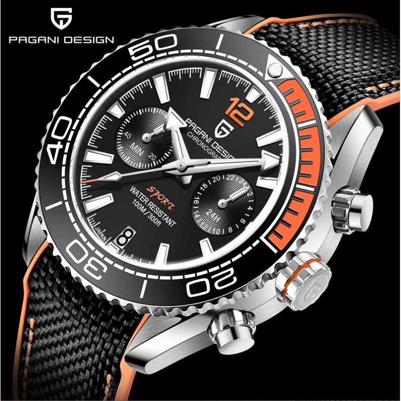 PAGANI - Reloj Hombre PAGANI DAYTONA SPORT BLACK ORANGE Cristal de Zafiro