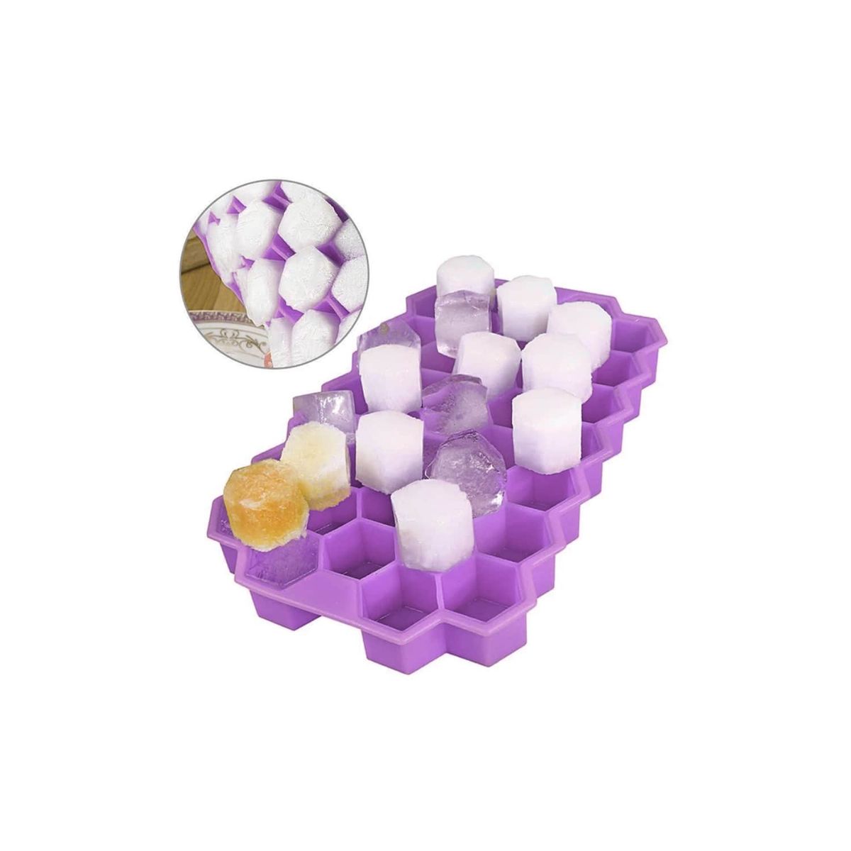 GENERICO - Bandeja Silicona Hexagonos De Hielo Molde Hielera Morado