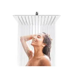 GENERICO - Plato Ducha Cuadrada Metálica 20 X 20 + Tubo De Fijación