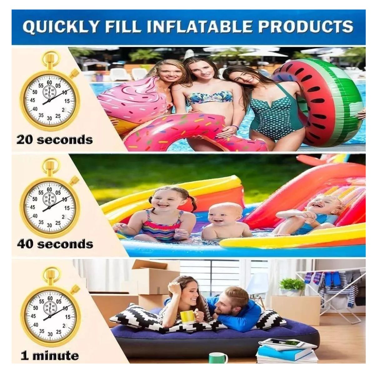 GENERICO - Bomba Inflador Para Colchón Piscina Inflable Aire